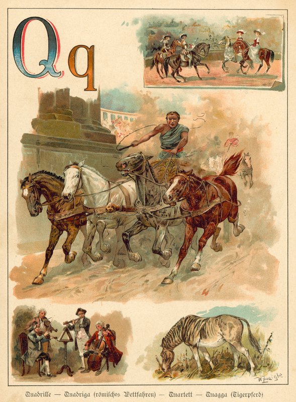 Bokstaven Q (chromolitho) av Walter Zweigle