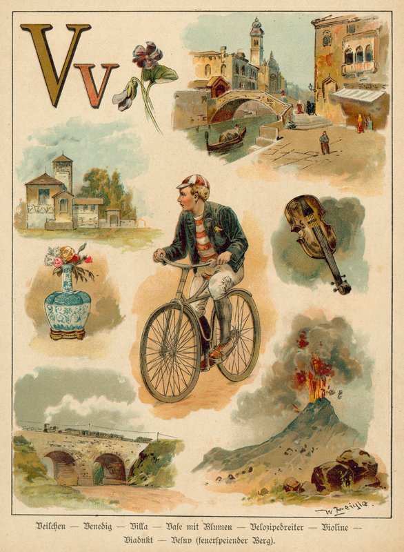 Bokstaven V (chromolitho) av Walter Zweigle