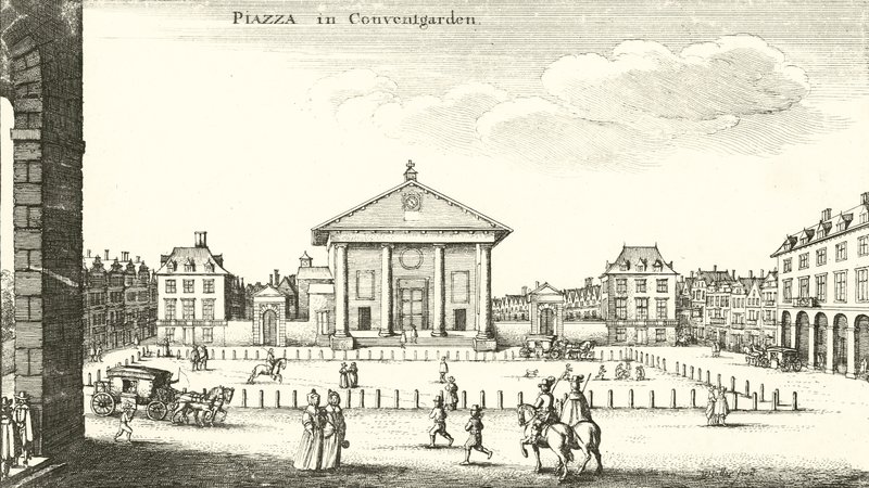 Piazza, Covent Garden, London (gravyr) av Wenceslaus Hollar