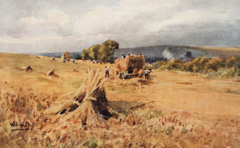 Skörd (färglitografi) av Wilfrid Williams Ball