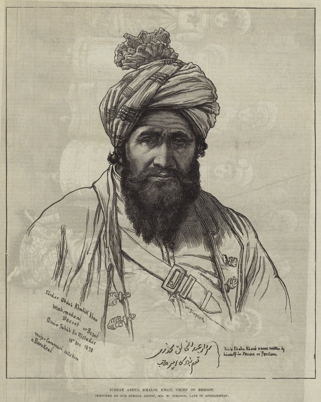 Sirdar Abdul Khalik Khan, chef för Bezoot av William Crimea Simpson