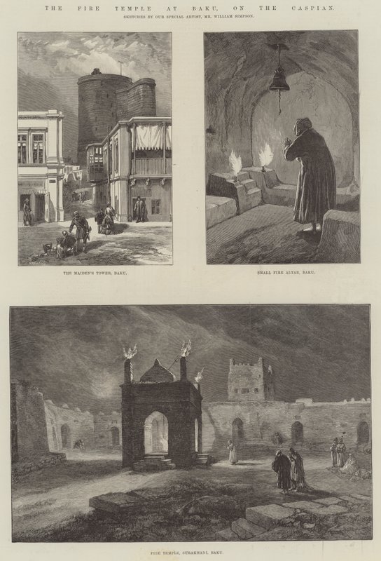 Eldtemplet i Baku, vid Kaspiska havet av William Crimea Simpson