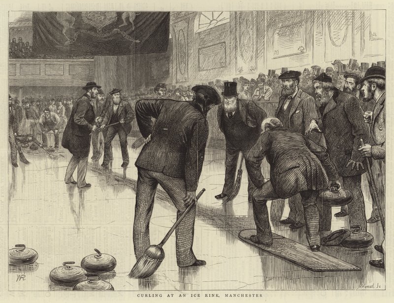 Curling på en ishall, Manchester av William Ralston