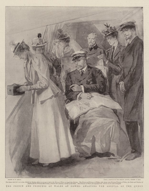Prinsen och prinsessan av Wales i Cowes i väntan på drottningens ankomst av William Small