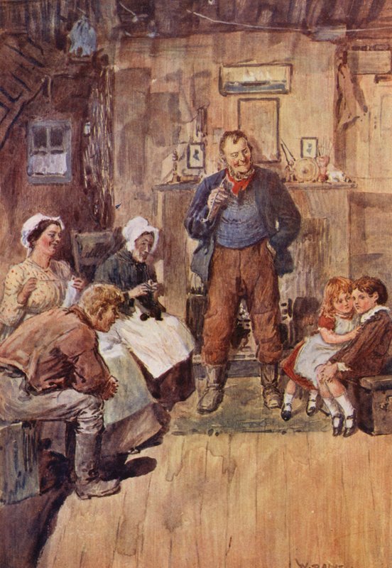 David Copperfields barndom (färglitografi) av William (after) Rainey