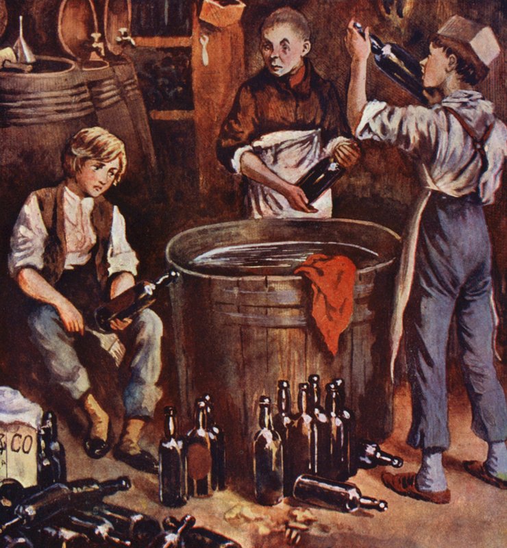 David Copperfields barndom (färglitografi) av William (after) Rainey