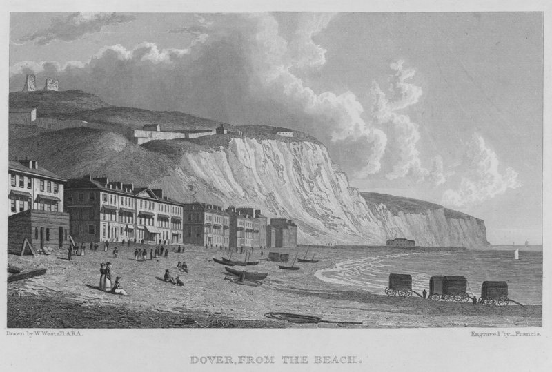 Dover, från stranden (gravyr) av William (after) Westall