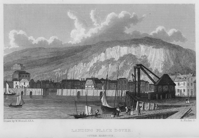 Landningsplats, Dover, yttre hamnen (gravyr) av William (after) Westall