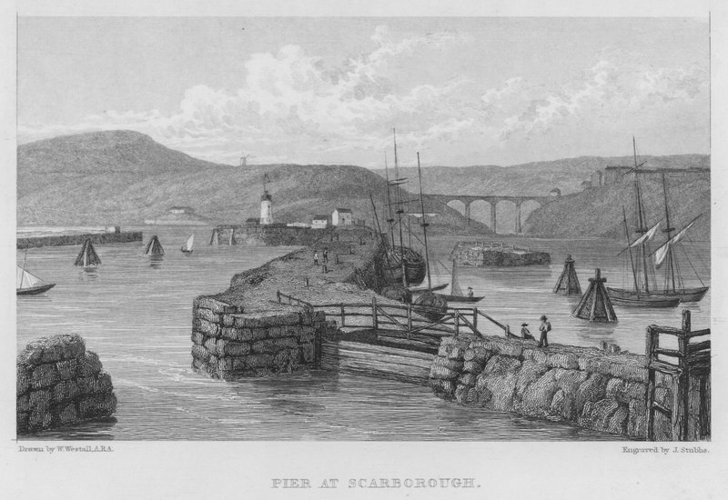 Pier i Scarborough (gravyr) av William (after) Westall