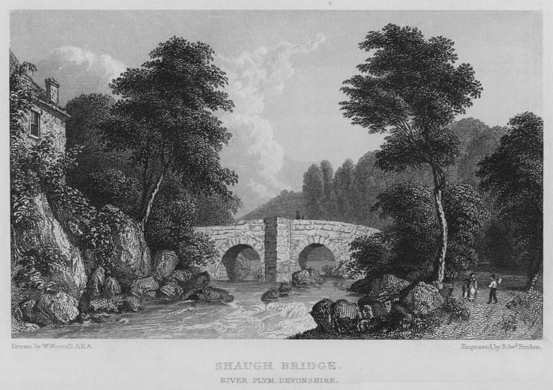 Shaugh Bridge, River Plym, Devonshire (gravyr) av William (after) Westall