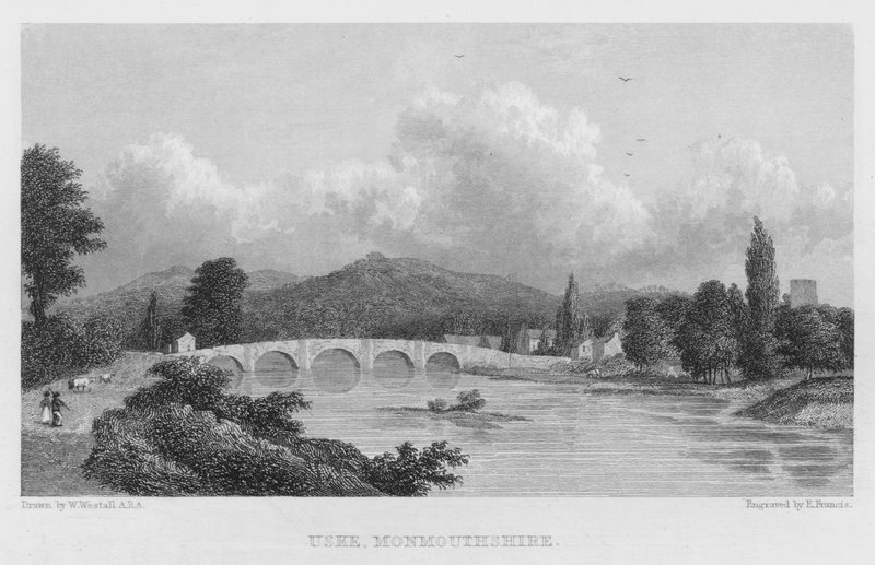Uske, Monmouthshire (gravyr) av William (after) Westall