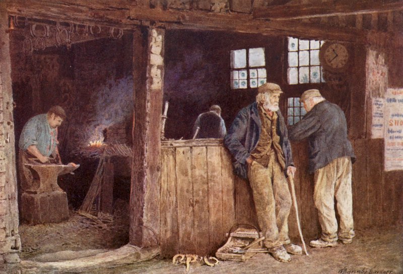 Geerings smedja, Rolvenden (färglitografi) av William Biscombe Gardner