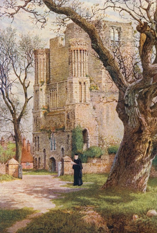 Malling Abbey (färglitografi) av William Biscombe Gardner