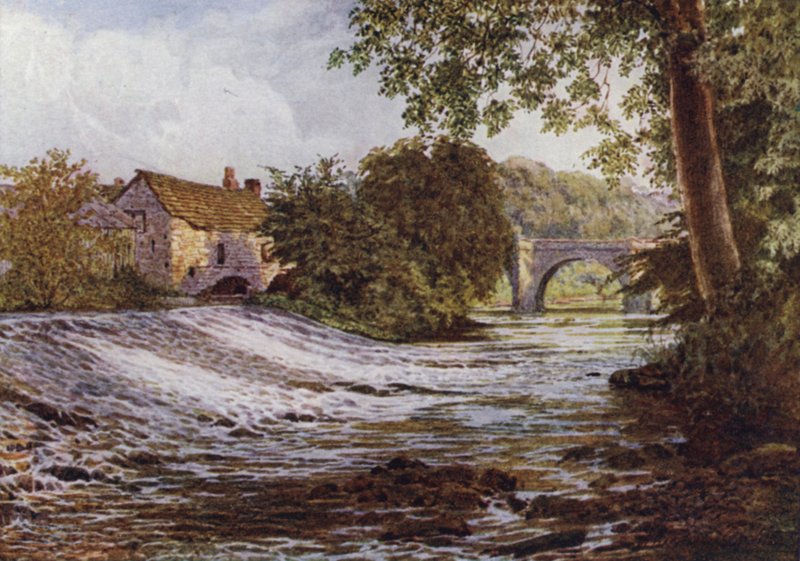 På Derwent, Baslow (färg litho) av William Biscombe Gardner