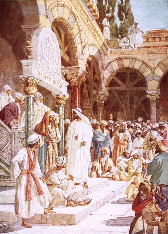 Jesus predikar i templet av William Brassey Hole
