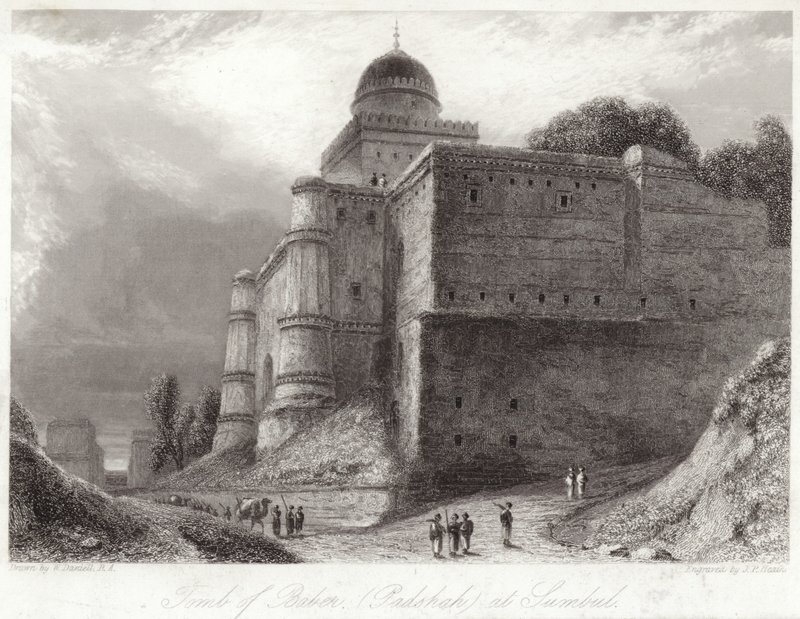Babers grav i Sumbul Babur av William Daniell