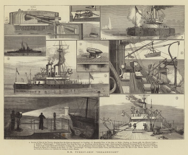HM Turret-Ship Dreadnought av William Edward Atkins