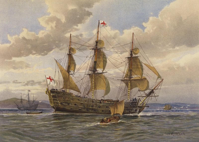 Battle ship, about 1650  av William Frederick Mitchell