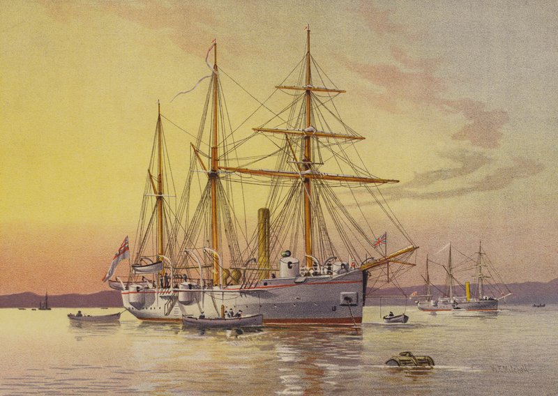 HMS Undaunted, 1st class cruiser - belted  av William Frederick Mitchell