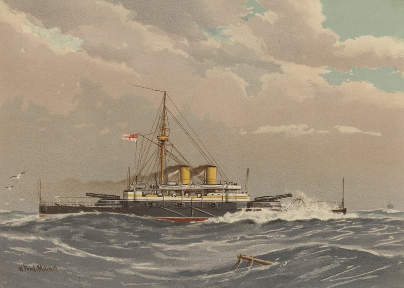 HMS Rodney, 1st class battleship  av William Frederick Mitchell