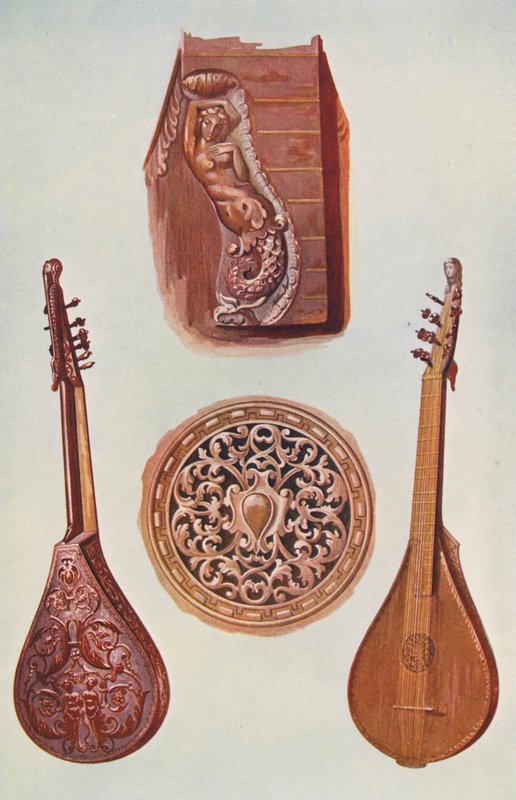 Musikinstrument: Cetera (färglitografi) av William Gibb