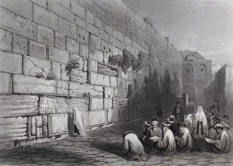 judar" Place of Wailing, Jerusalem av William H. Bartlett