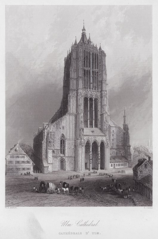 Ulms katedral (gravyr) av William H. Bartlett