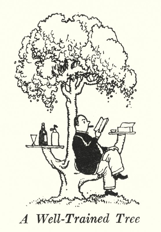 Ett vältränat träd (litho) av William Heath Robinson