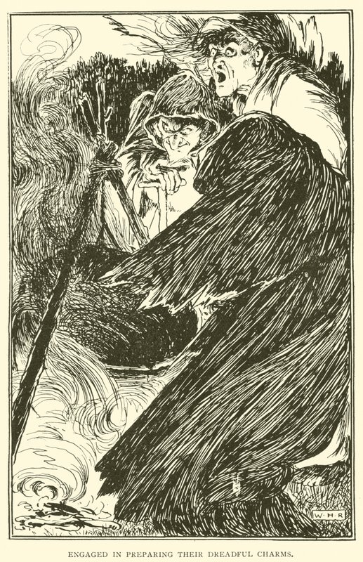 Engagerad i att förbereda sina fruktansvärda charm av William Heath Robinson