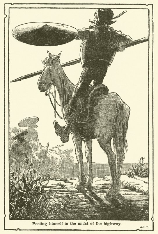 Illustration för Don Quijote (litho) av William Heath Robinson