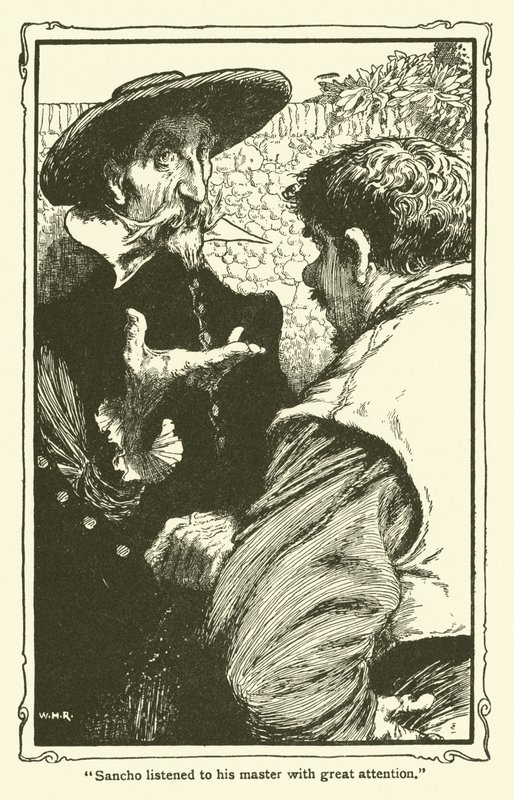 Illustration för Don Quijote (litho) av William Heath Robinson