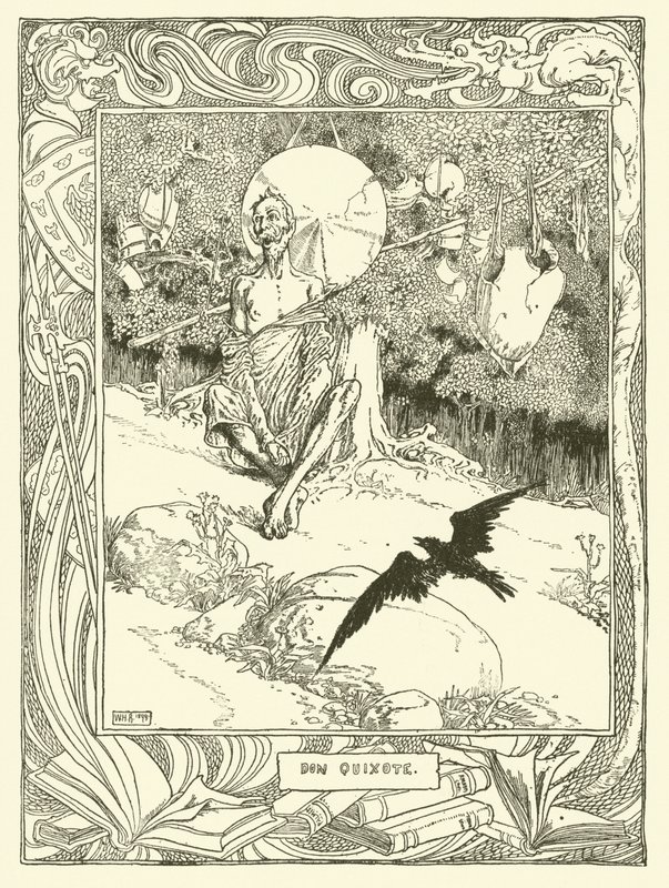 Illustration för Don Quijote (litho) av William Heath Robinson