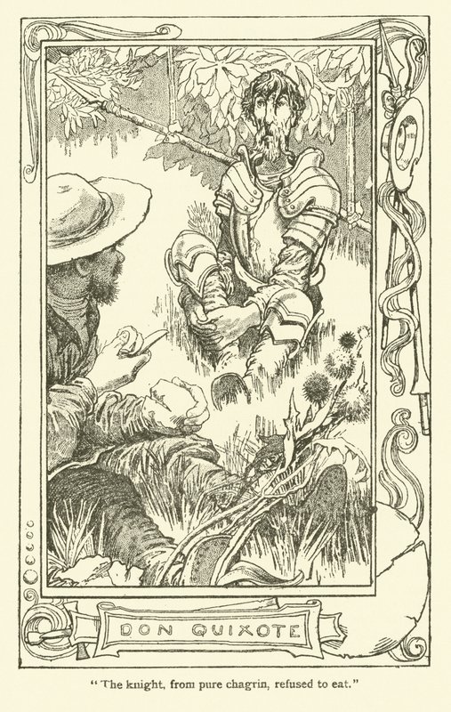 Illustration för Don Quijote (litho) av William Heath Robinson