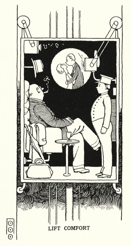 Livskomfort (litho) av William Heath Robinson