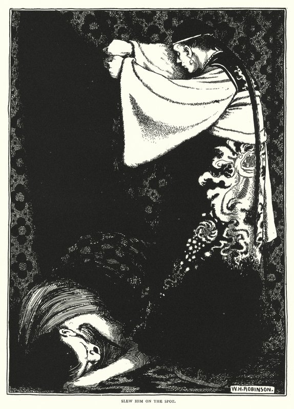 Dräpte honom på plats (gravyr) av William Heath Robinson