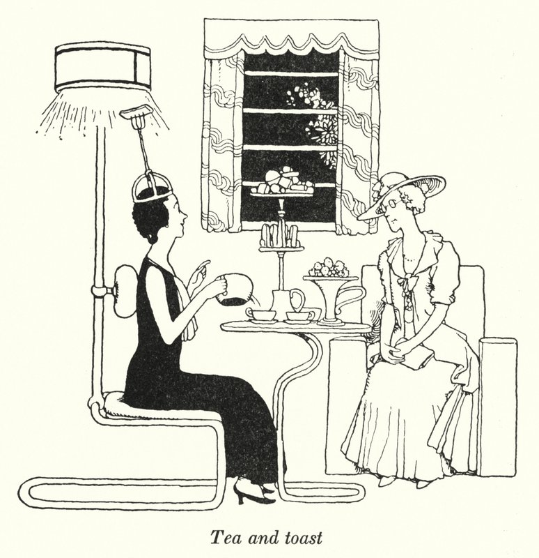 Te och rostat bröd (litho) av William Heath Robinson