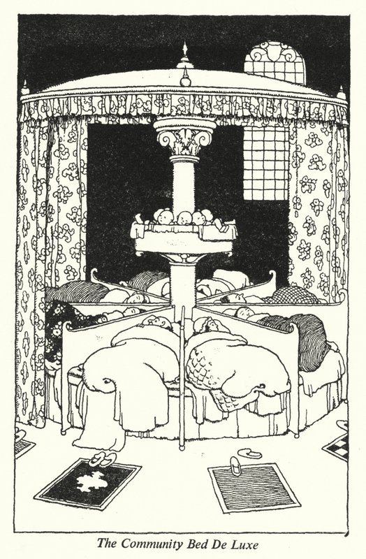 Gemenskapssängen De Luxe (litho) av William Heath Robinson