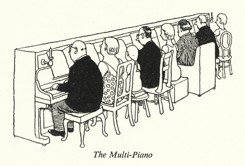 Multipianot (litho) av William Heath Robinson