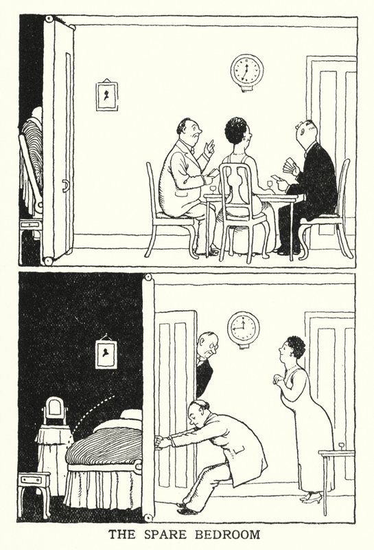 Det extra sovrummet (litho) av William Heath Robinson
