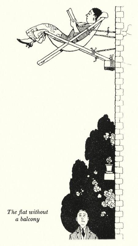 Lägenheten utan balkong (litho) av William Heath Robinson