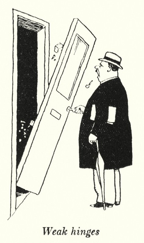 Svaga gångjärn (litho) av William Heath Robinson