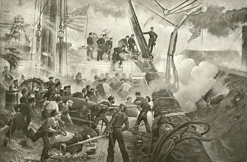 Farragut vid Mobile Bay (gravyr) av William Heysham Overend