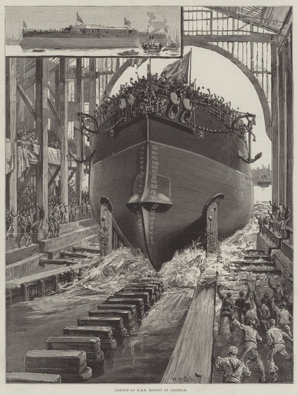 Lansering av HMS Rodney i Chatham av William Heysham Overend