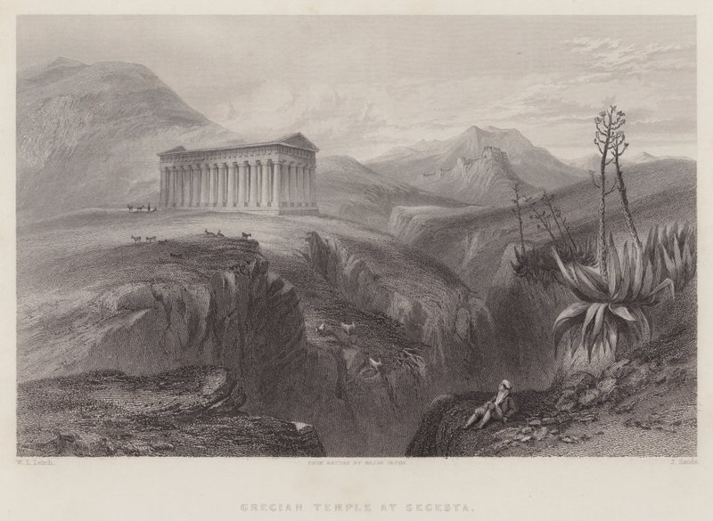 Grekiska templet i Segesta (gravyr) av William Leighton Leitch