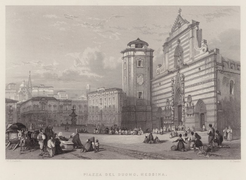 Piazza Del Duomo, Messina (gravyr) av William Leighton Leitch