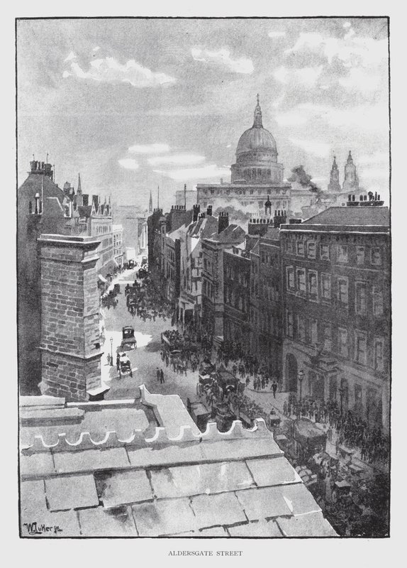 Aldersgate Street (litho) av William Luker