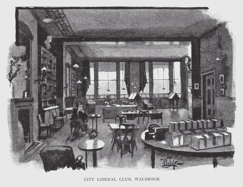 City Liberal Club, Walbrook (litho) av William Luker