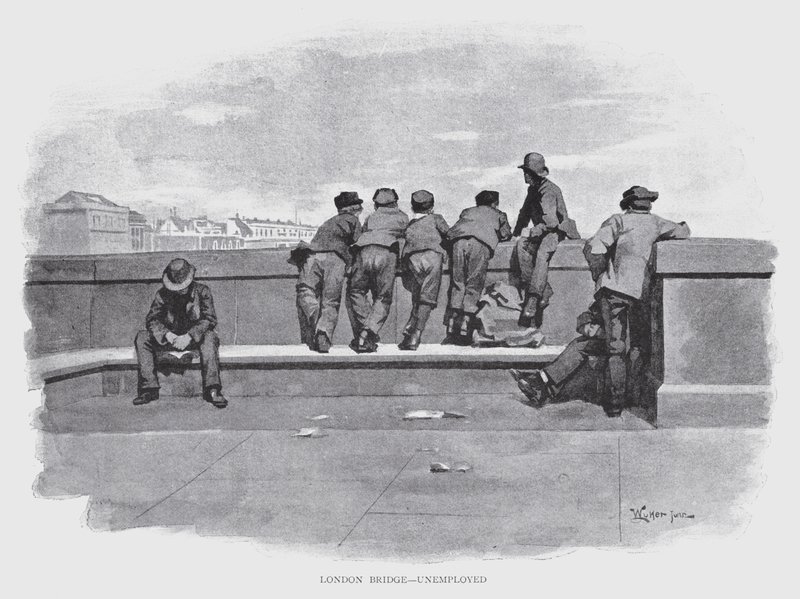 London Bridge, arbetslös (litho) av William Luker