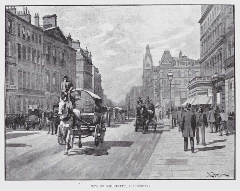 New Bridge Street, Blackfriars (litho) av William Luker
