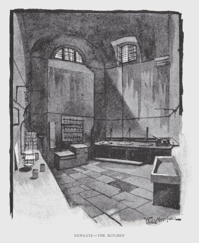 Newgate, köket (litho) av William Luker